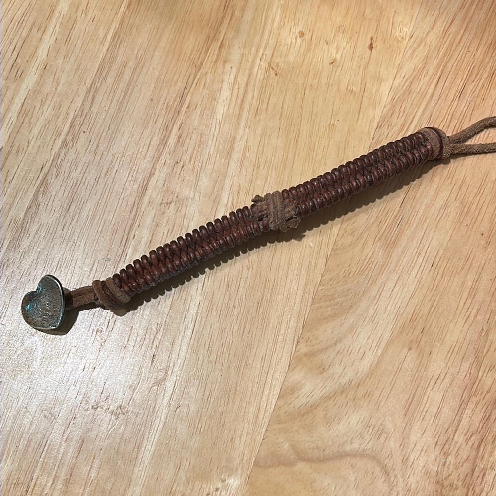 James Avery Brown Leather Bracelet with Silver Heart Charm